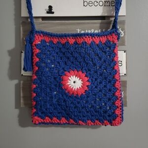 Marine Blue Crochet Crossbody Purse